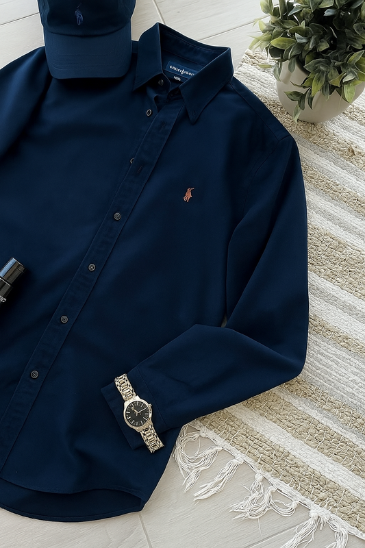 Pure Luxe Cotton Shirt - Premium Edition [Navy Blue]